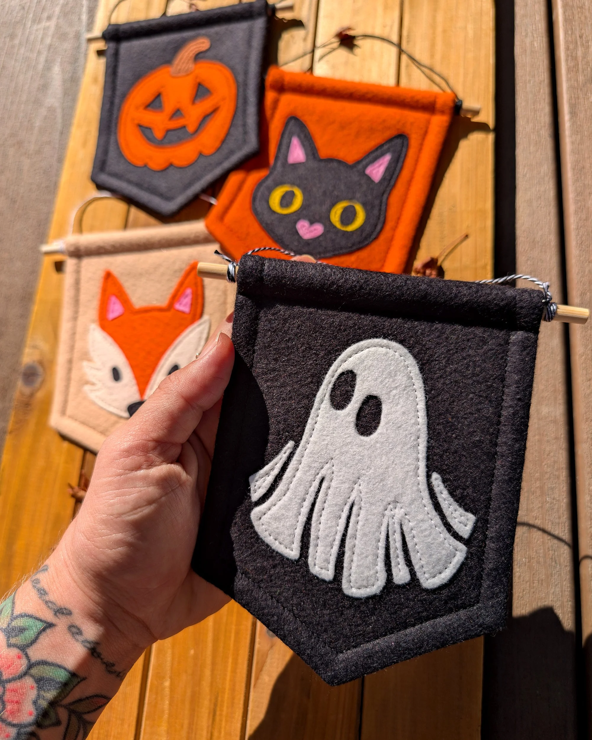 Ghost Mini Felt Handmade Banner — Wildkat Studio